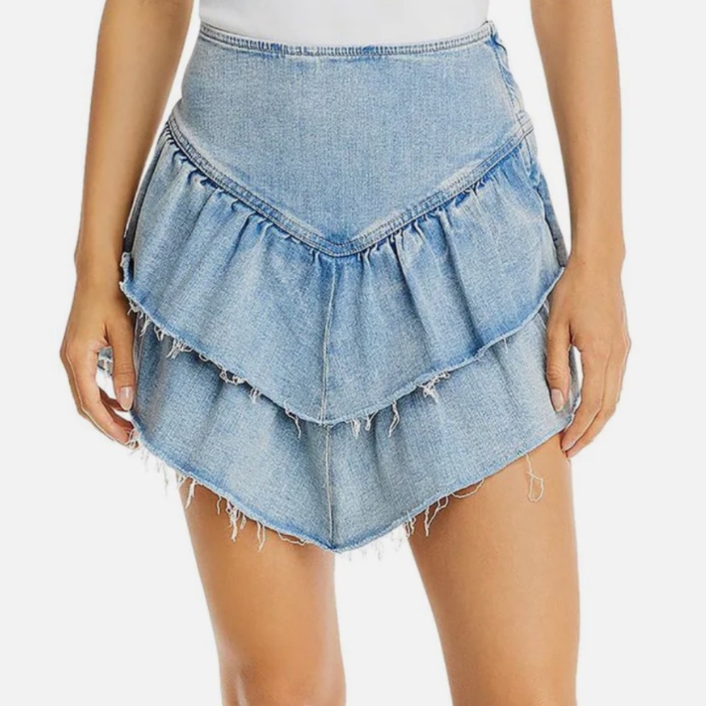 MOTHER brand Womens Tiered Mini Denim Skirt